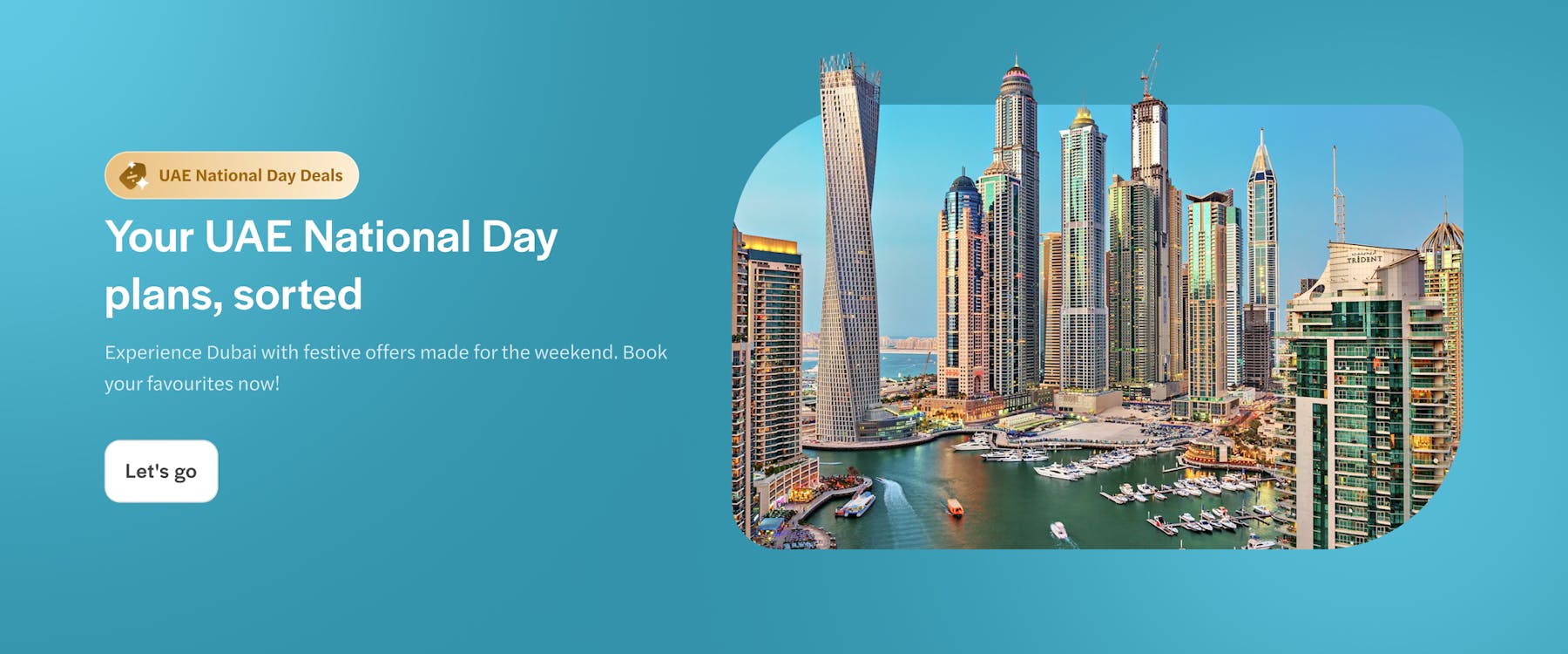 Dubai Marina skyline with yachts in the harbor.